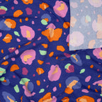 Bio Jersey Abstrakte Blumen Blau Orange Türkis | Stoffwerk