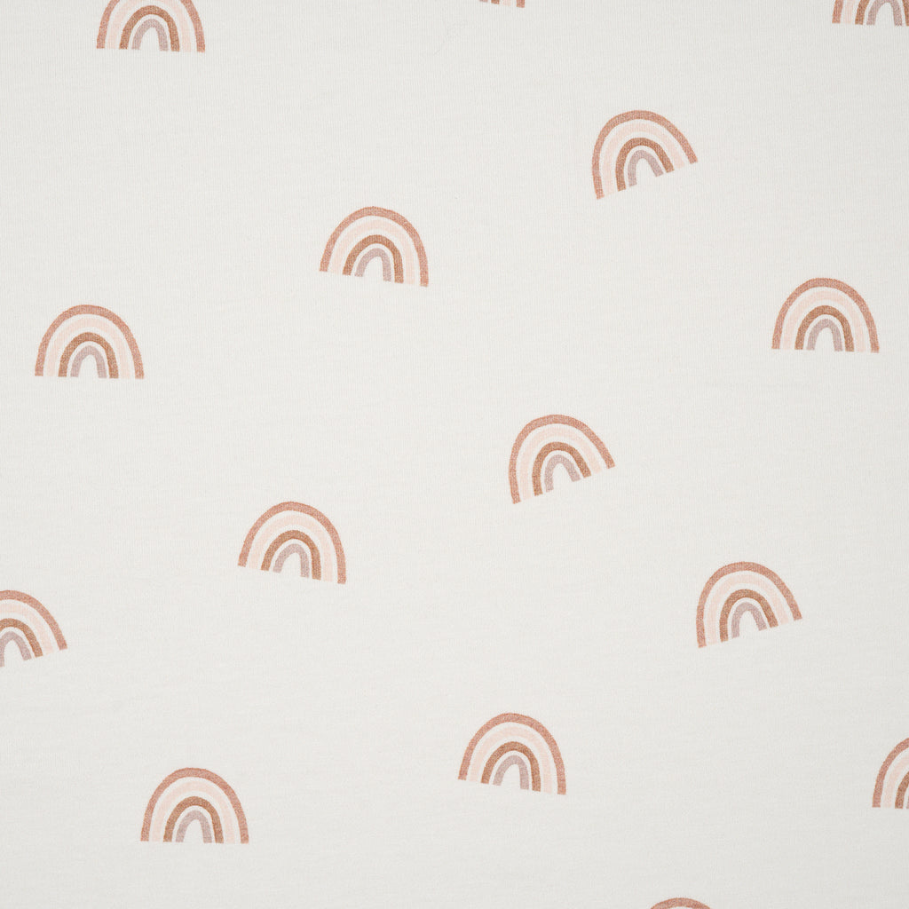 Bio Jersey Aquarell Regenbogen Creme Braun | Stoffwerk