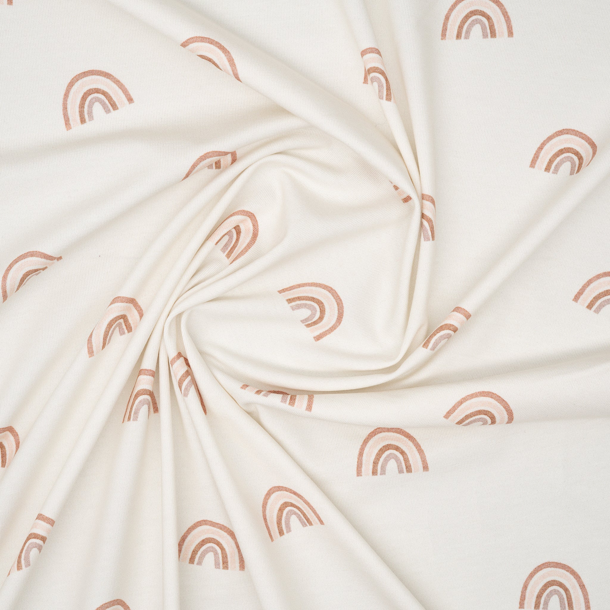 Bio Jersey Aquarell Regenbogen Creme Braun | Stoffwerk