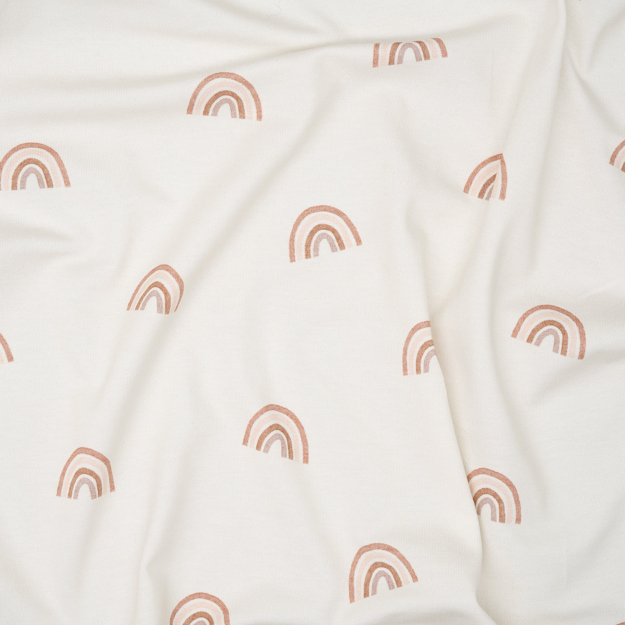 Bio Jersey Aquarell Regenbogen Creme Braun | Stoffwerk