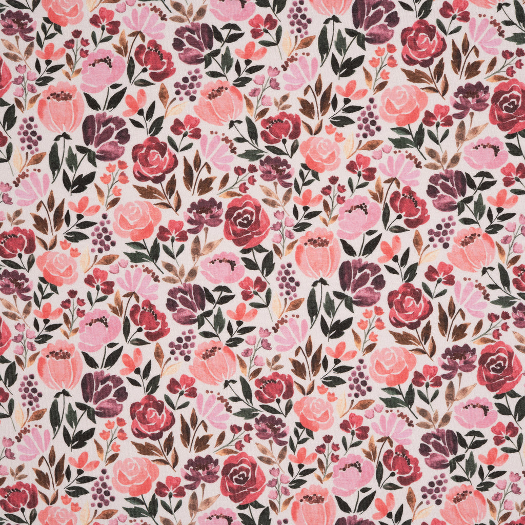 Bio Jersey Aquarell-Rosen Ecru