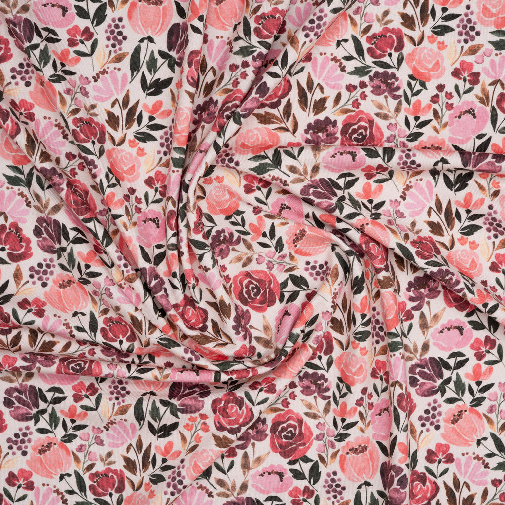 Bio Jersey Aquarell-Rosen Ecru