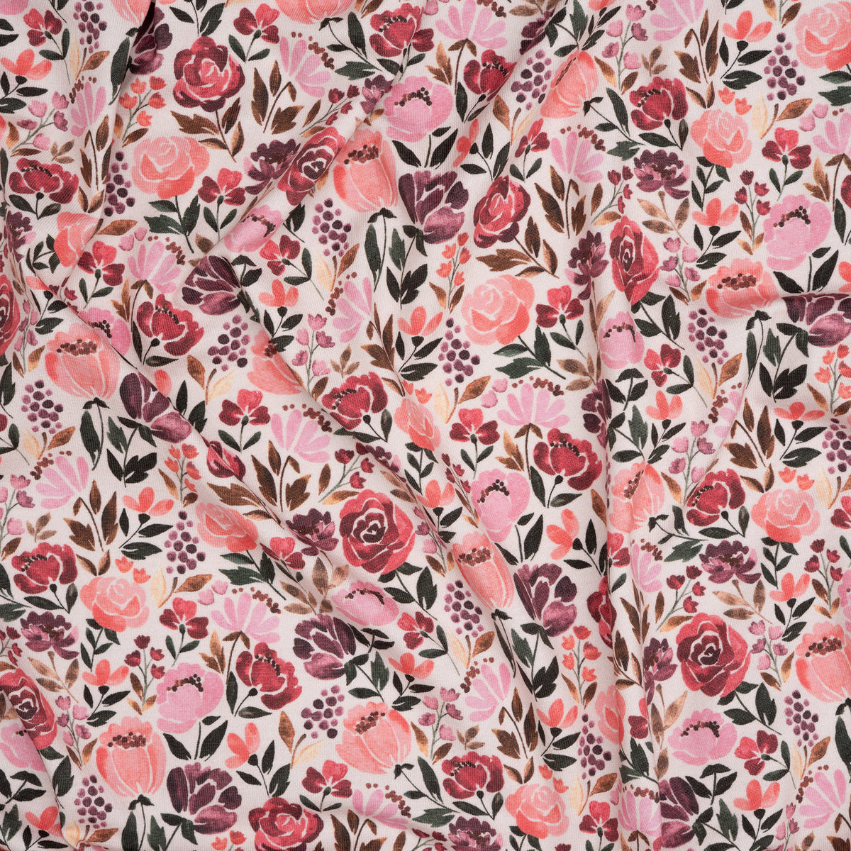 Bio Jersey Aquarell-Rosen Ecru
