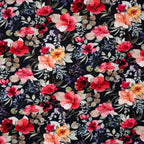 Bio Jersey Bunte Blumen Schwarz