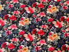 Bio Jersey bunte Blumen schwarz
