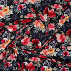 Bio Jersey Bunte Blumen Schwarz | Stoffwerk
