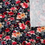 Bio Jersey Bunte Blumen Schwarz | Stoffwerk