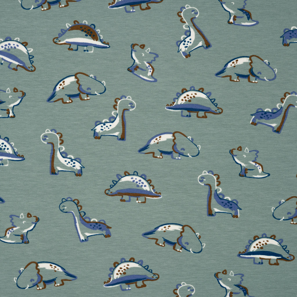 Bio Jersey Die Dinos Braun Blau Weiß | Stoffwerk