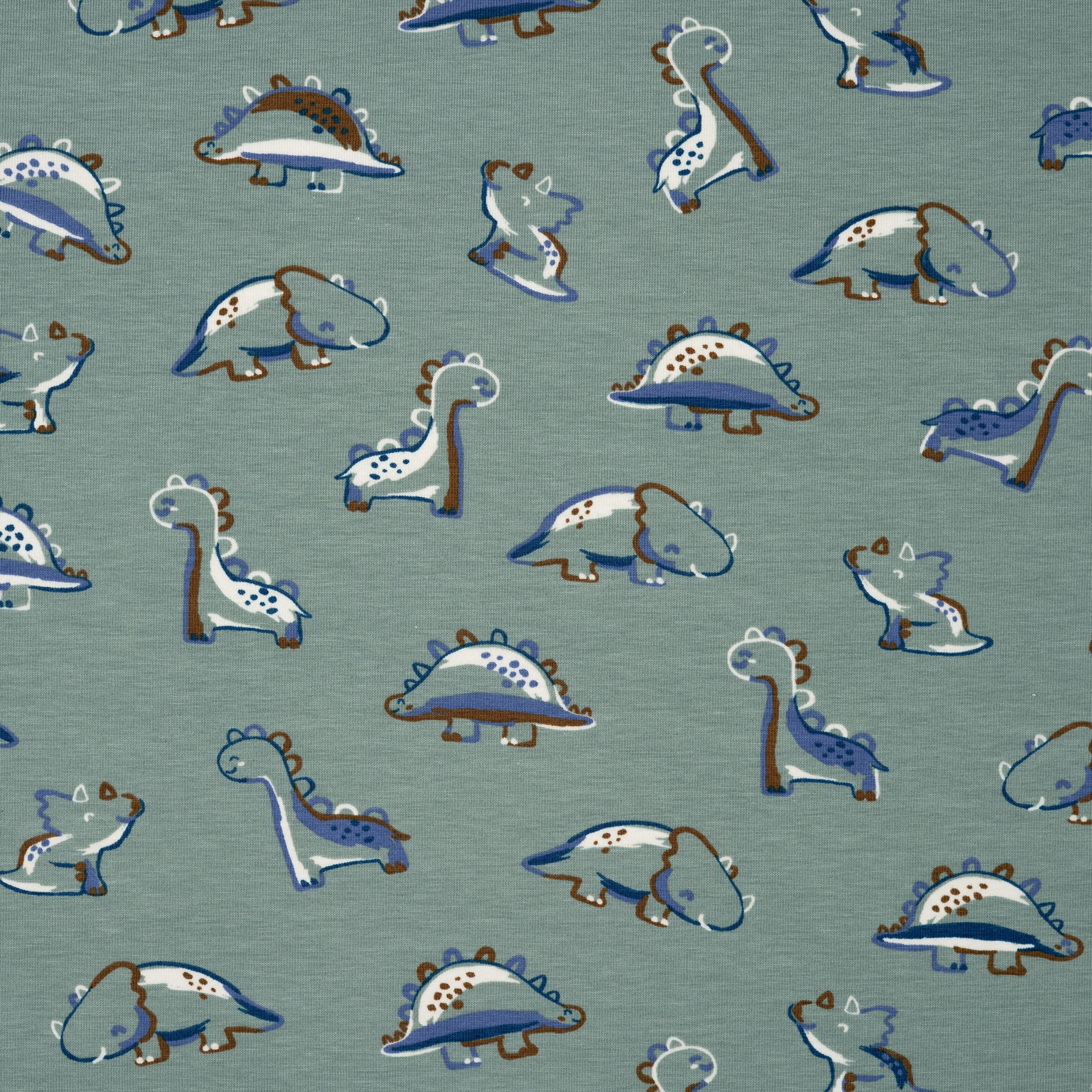 Bio Jersey Die Dinos Braun Blau Weiß | Stoffwerk