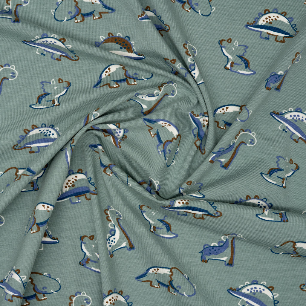 Bio Jersey Die Dinos Braun Blau Weiß | Stoffwerk