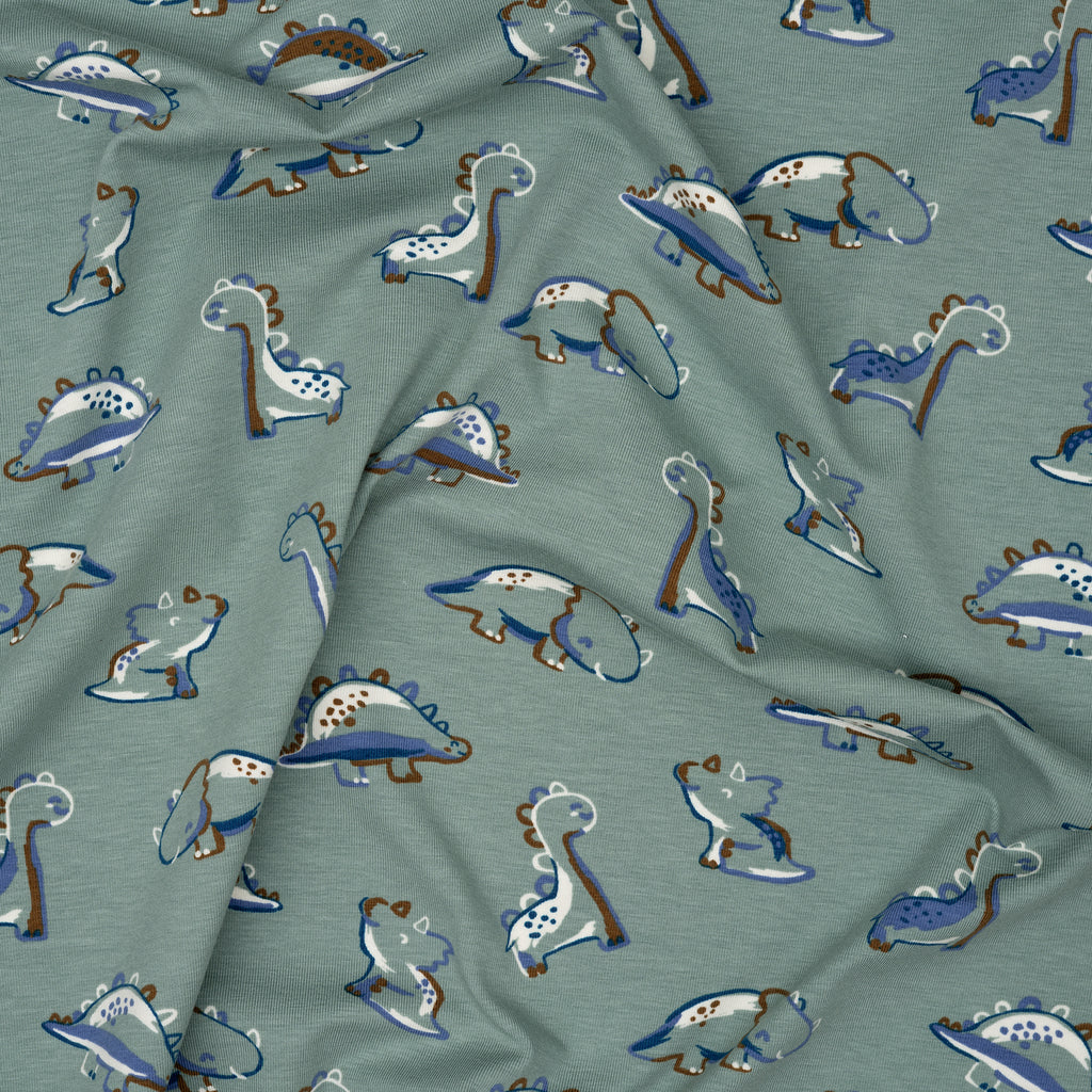 Bio Jersey Die Dinos Braun Blau Weiß | Stoffwerk