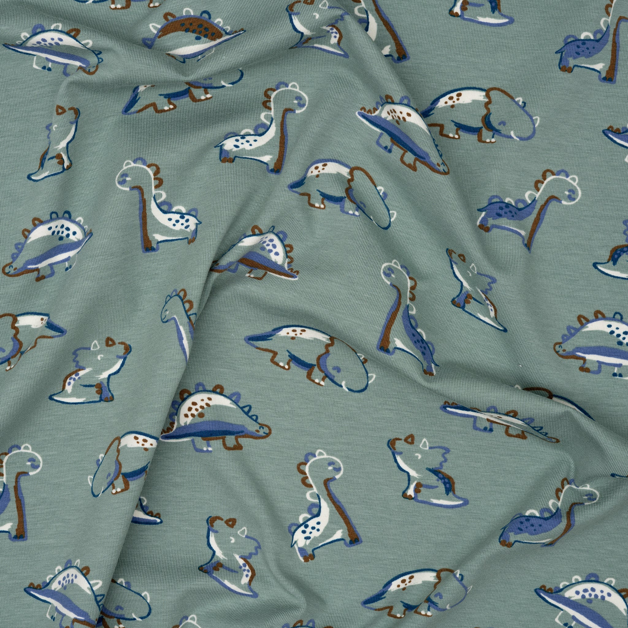 Bio Jersey Die Dinos Braun Blau Weiß | Stoffwerk