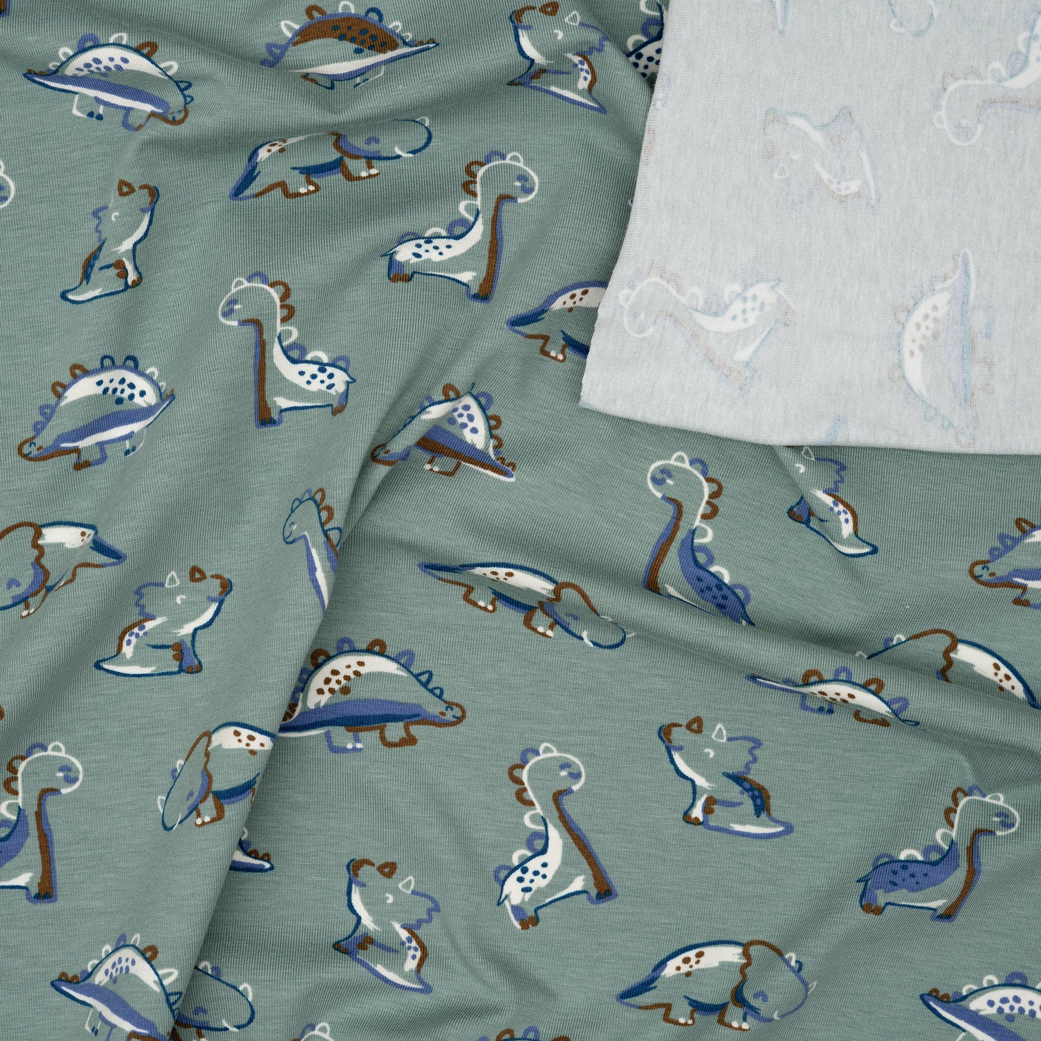 Bio Jersey Die Dinos Braun Blau Weiß | Stoffwerk