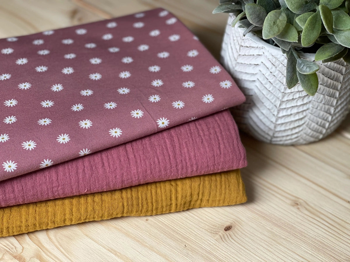 Bio Jersey Gänseblümchen Vintage Beere | Stoffwerk
