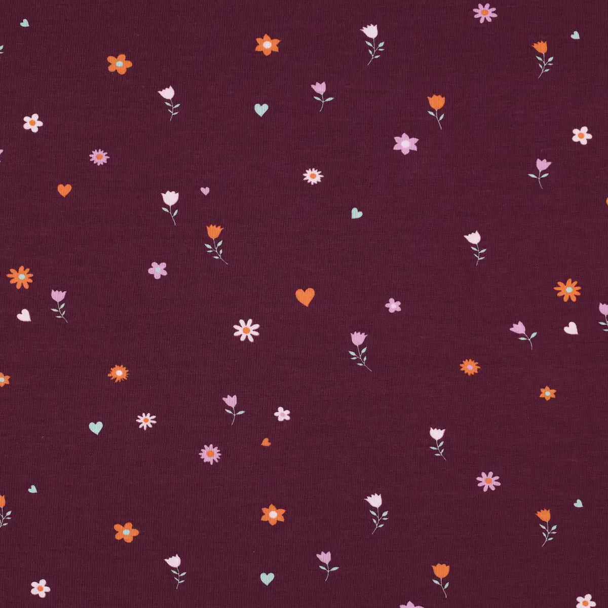 Bio Jersey Gemischte Blumen Lila