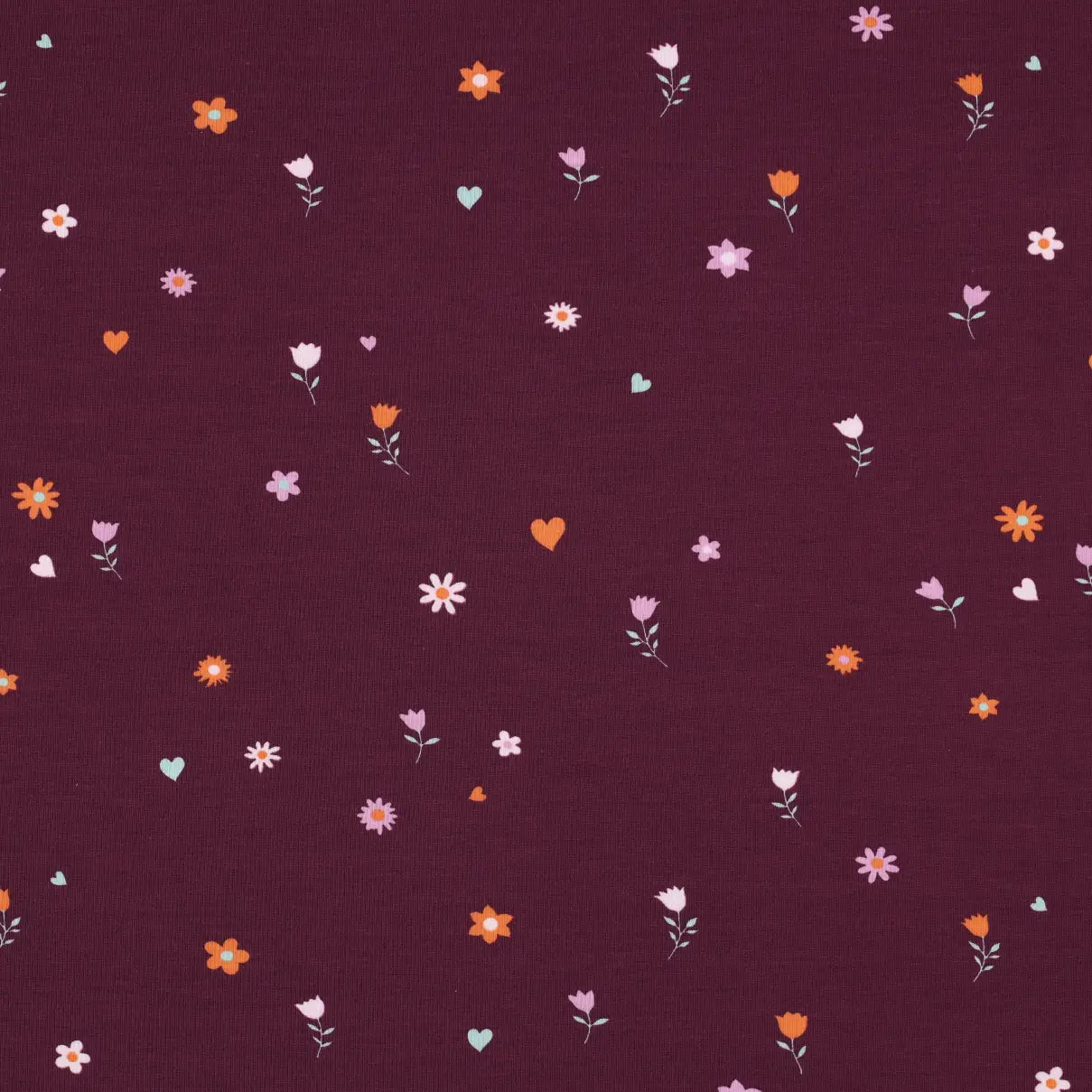 Bio Jersey gemischte Blumen lila