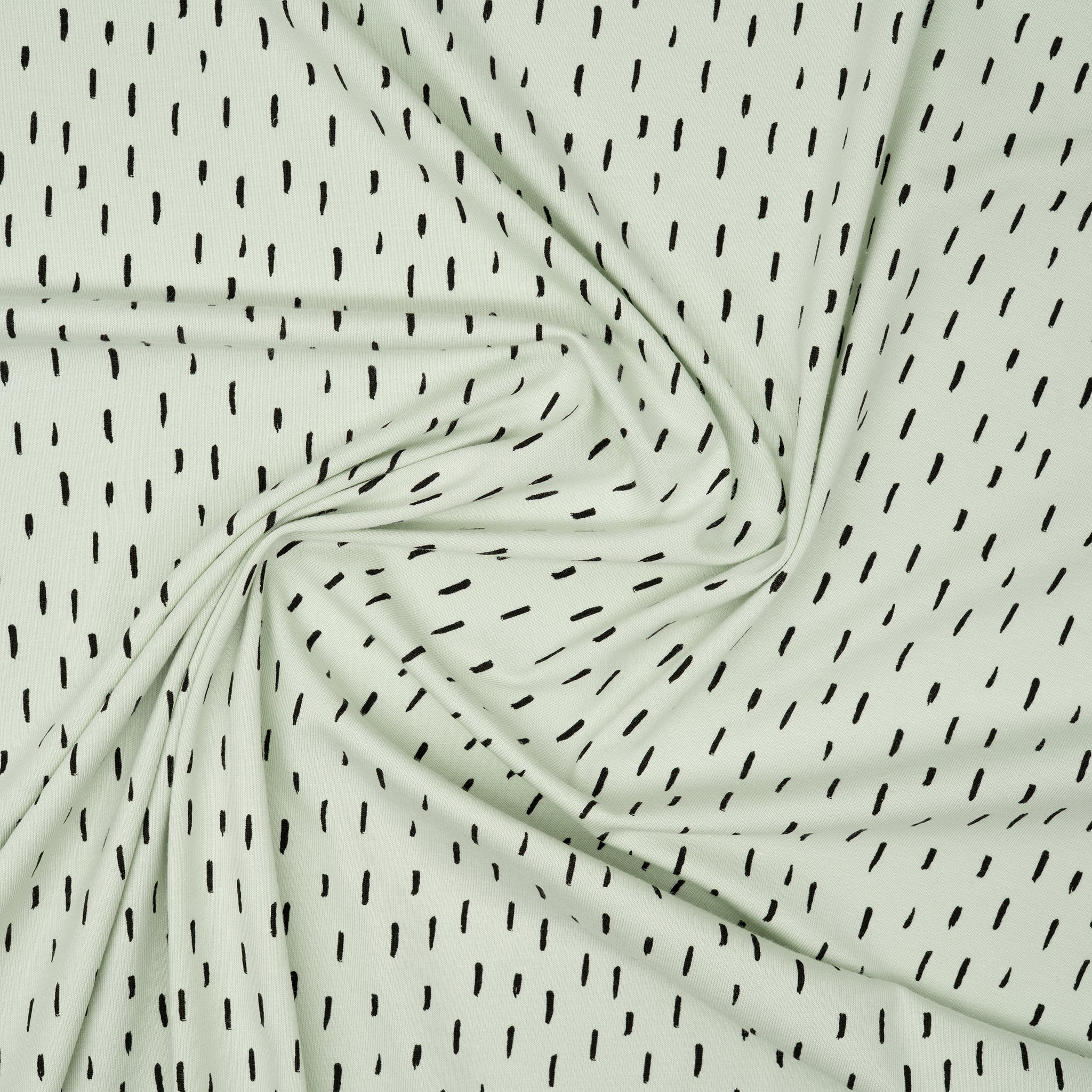 Bio Jersey Hellmint Mit Schwarzen Kleinen Streifen | Stoffwerk