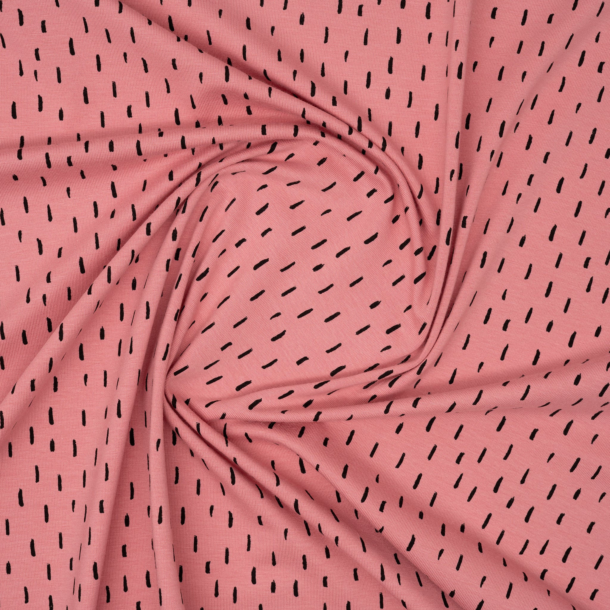 Bio Jersey Hellpink Mit Schwarzen Kleinen Streifen | Stoffwerk