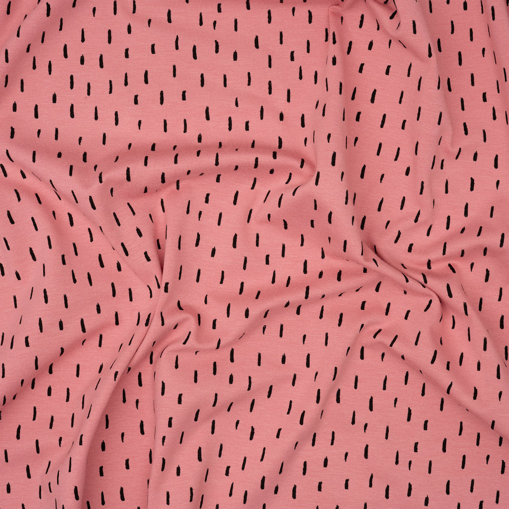 Bio Jersey Hellpink Mit Schwarzen Kleinen Streifen