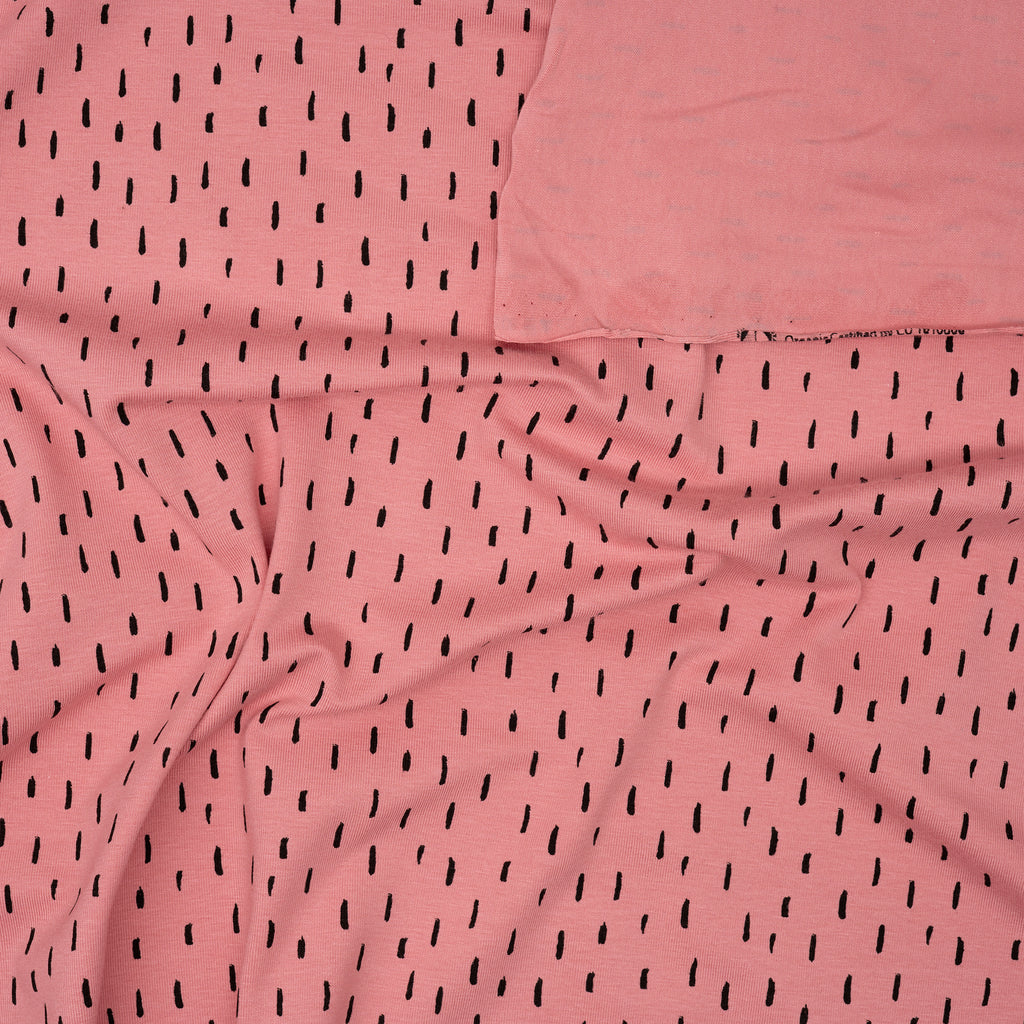 Bio Jersey Hellpink Mit Schwarzen Kleinen Streifen