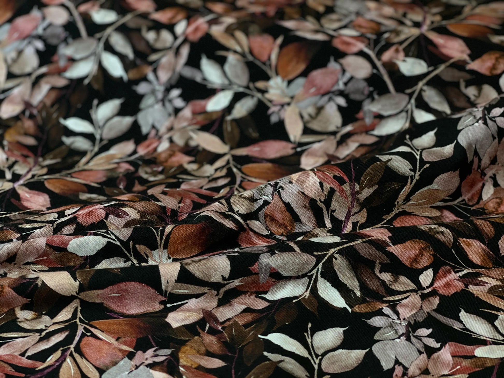 Bio Jersey Herbstblätter schwarz
