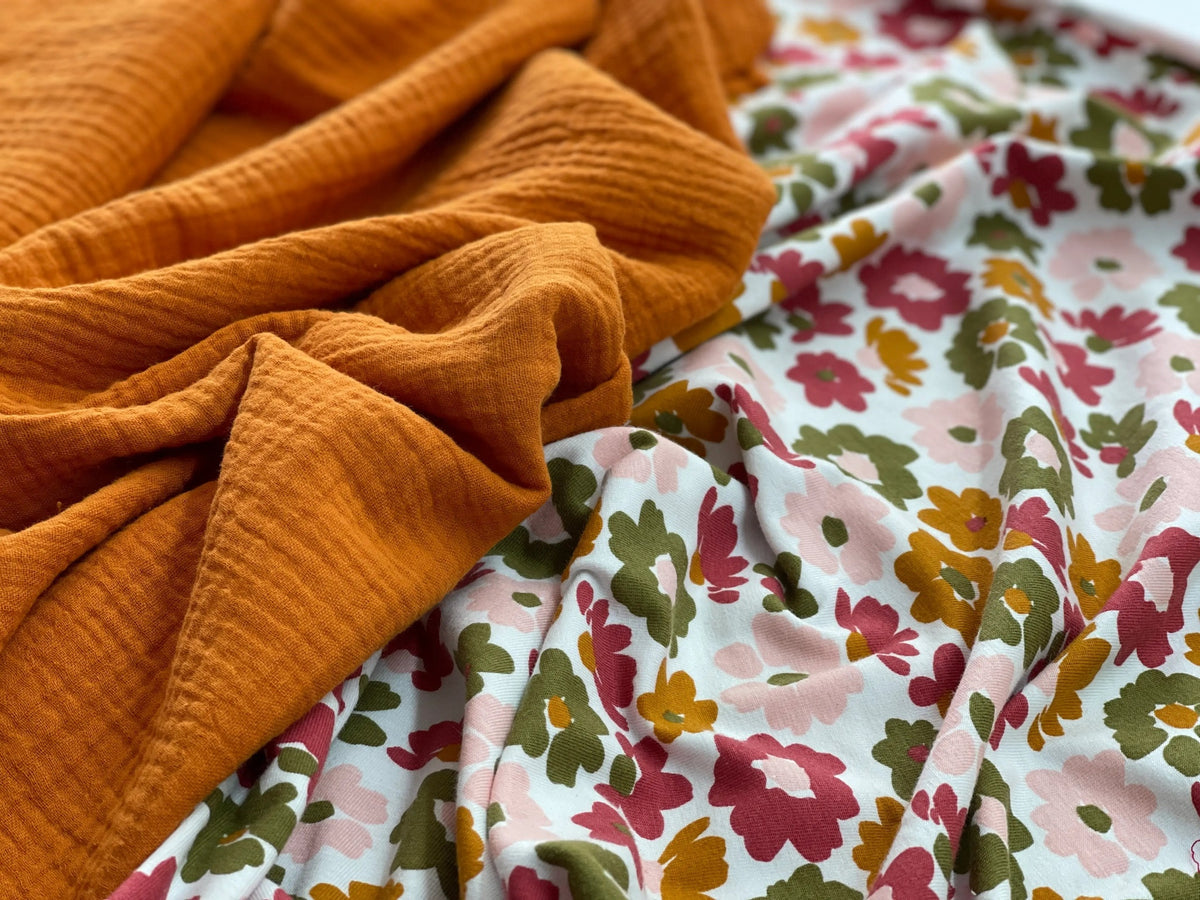 Bio Jersey Herbstblumen | Stoffwerk