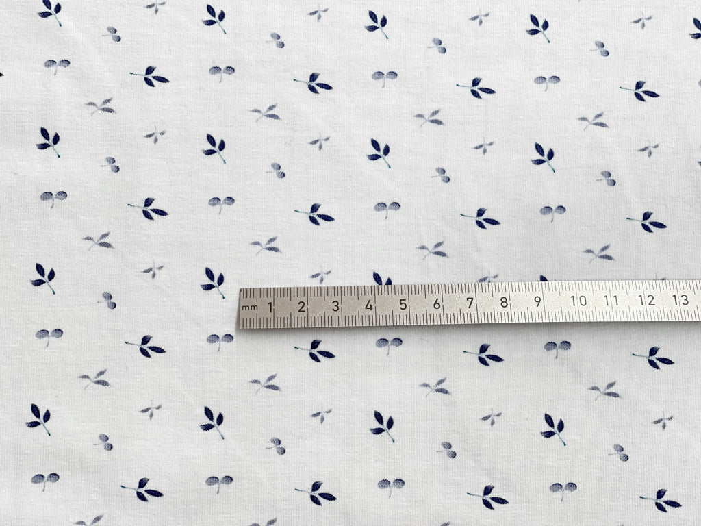 Bio Jersey kleine Blätter blau