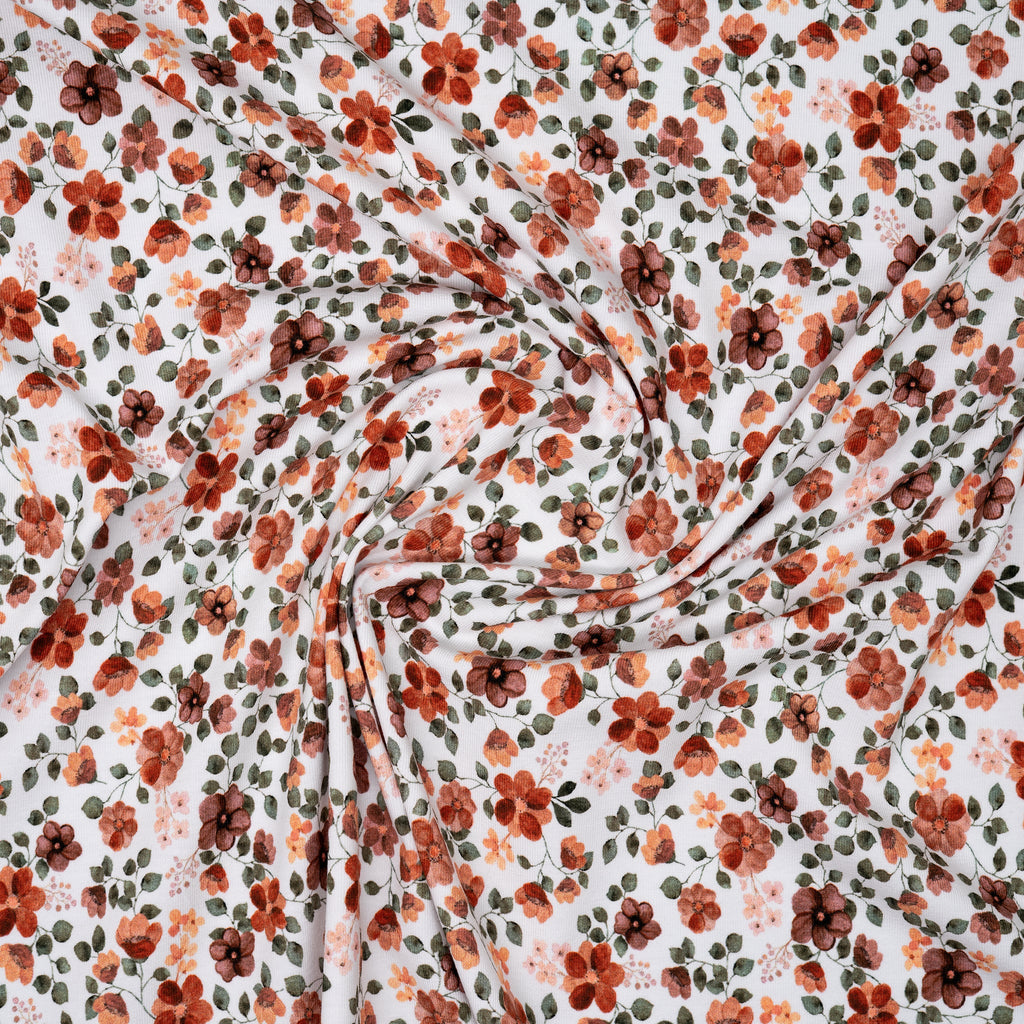 Bio Jersey Kleine Blümchen Mit Zweigen | Stoffwerk