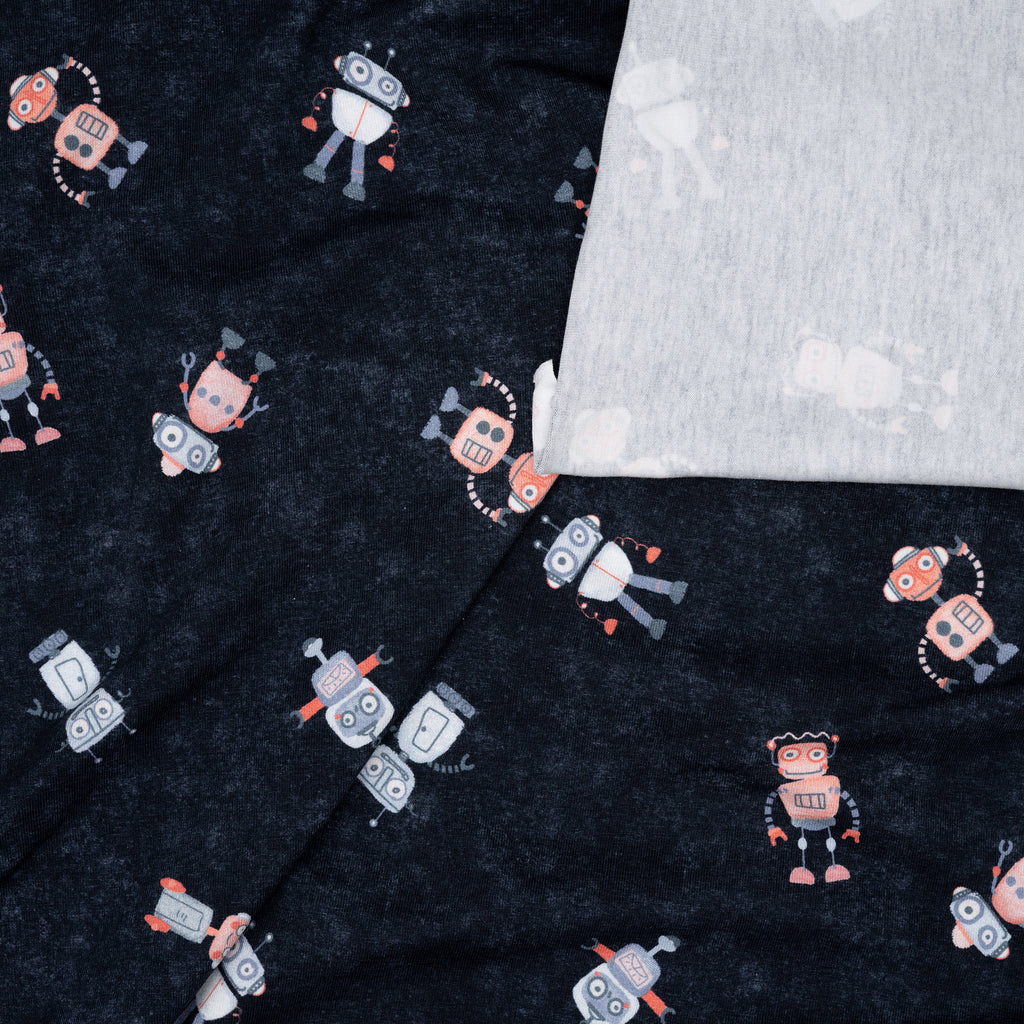 Bio Jersey Kleine Süße Roboter Navy | Stoffwerk