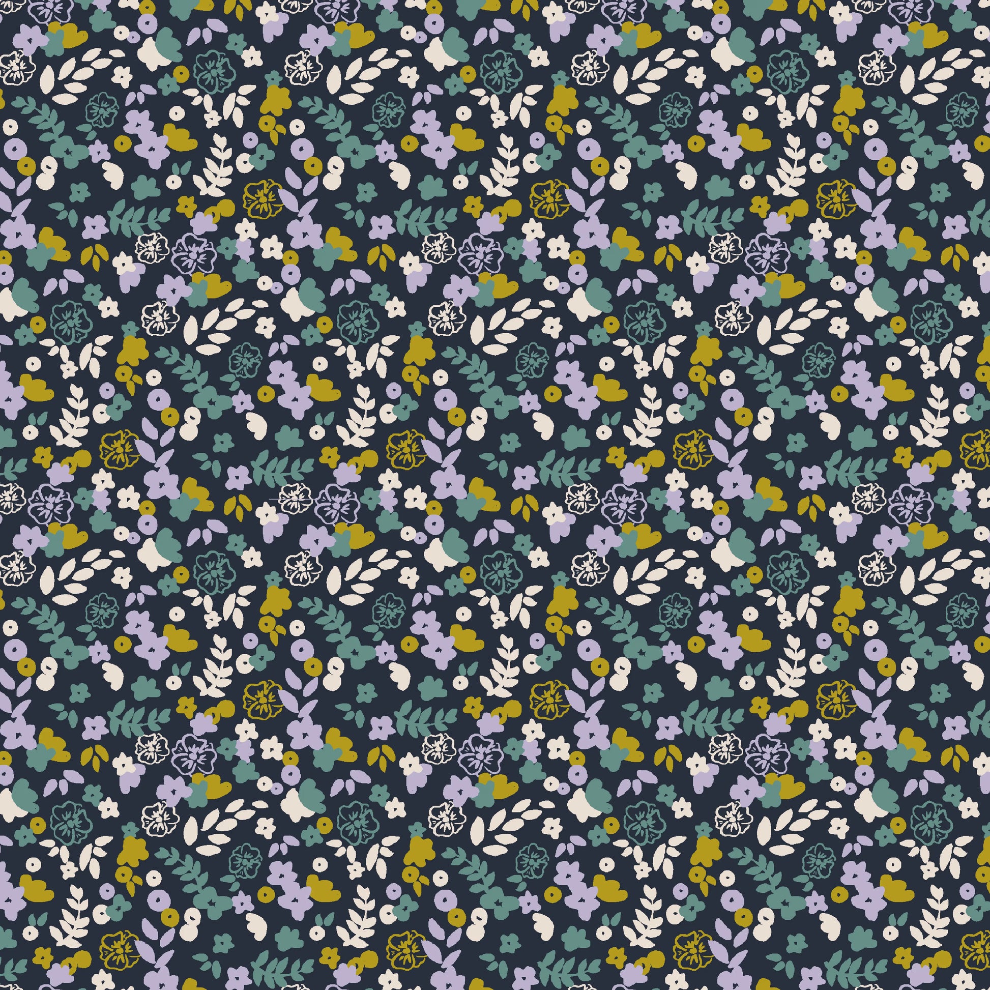 Bio Jersey kleiner Blumenstrauß blau weiß petrol