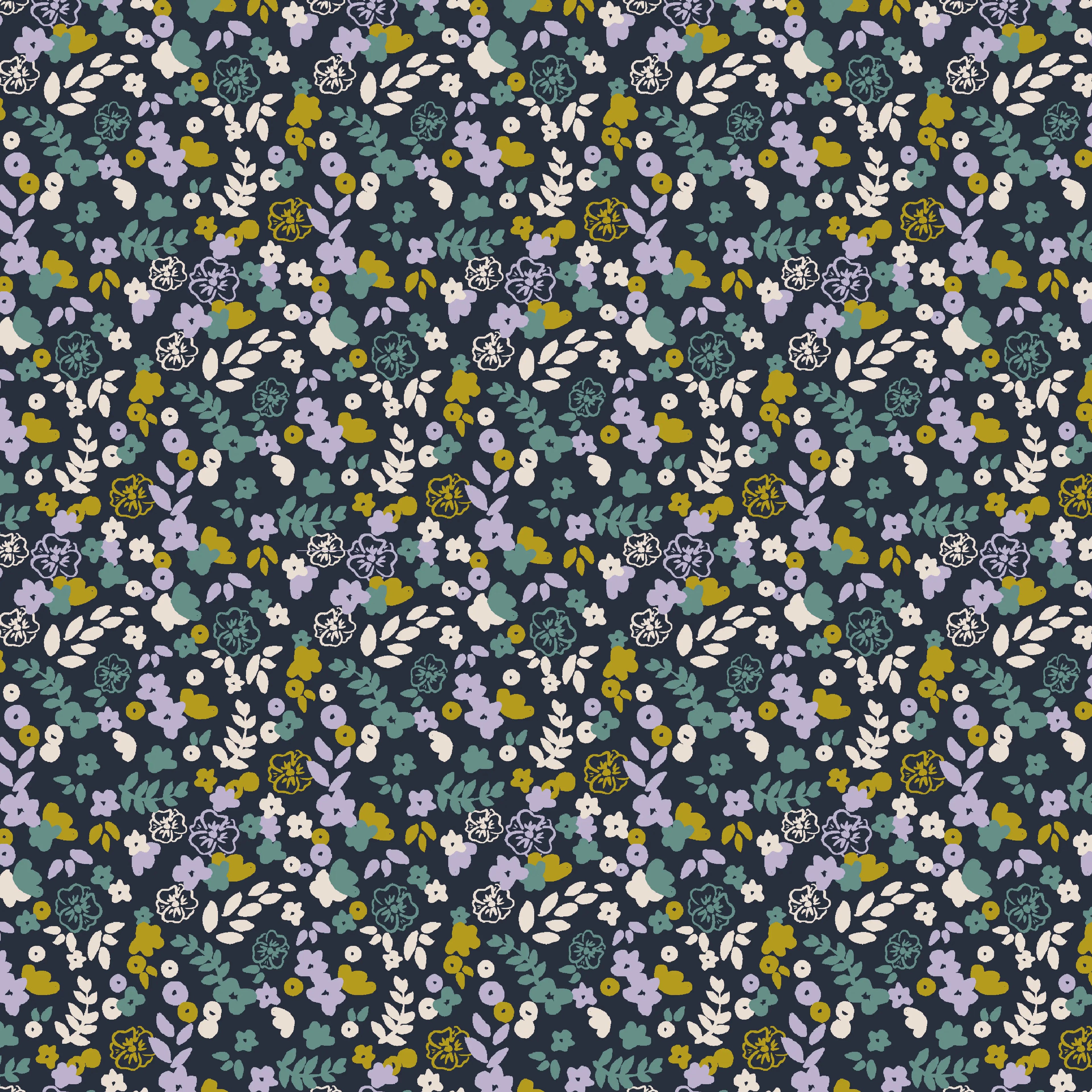 Bio Jersey kleiner Blumenstrauß blau weiß petrol