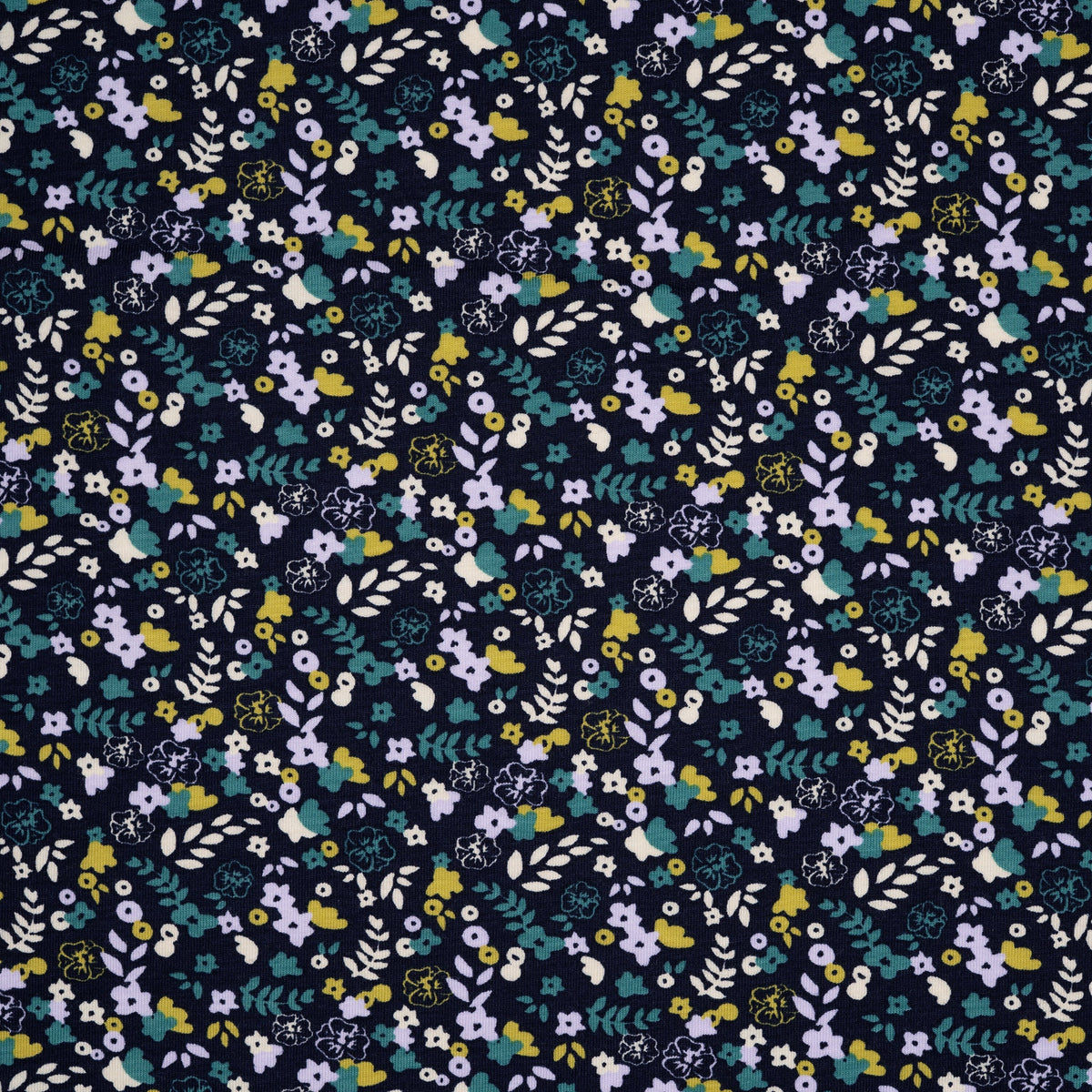 Bio Jersey Kleiner Blumenstrauß Blau Weiß Petrol