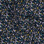 Bio Jersey Kleiner Blumenstrauß Blau Weiß Petrol | Stoffwerk