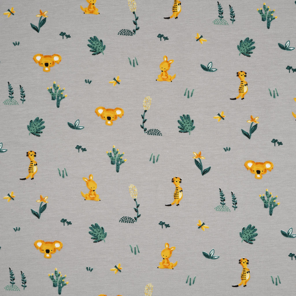 Bio Jersey Koala Känguru Und Co Grün Braun | Stoffwerk