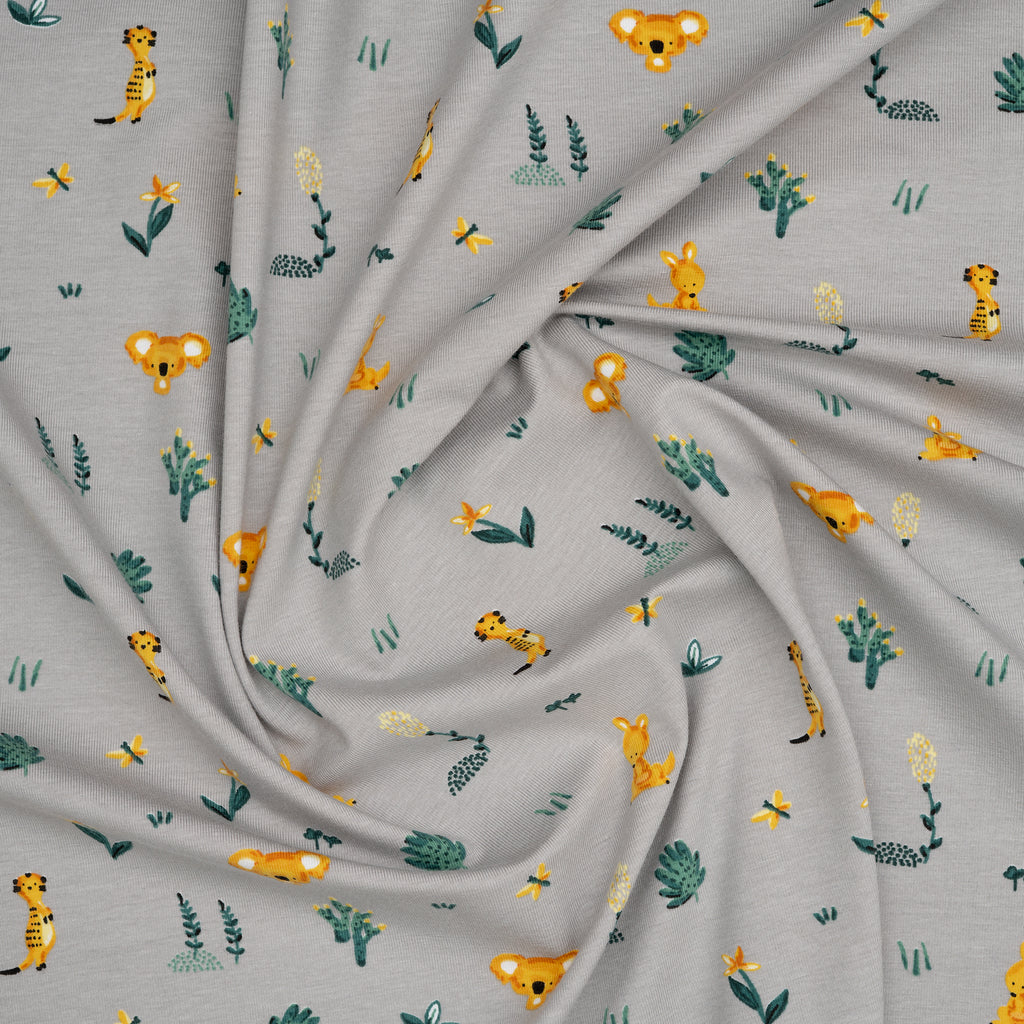 Bio Jersey Koala Känguru Und Co Grün Braun | Stoffwerk