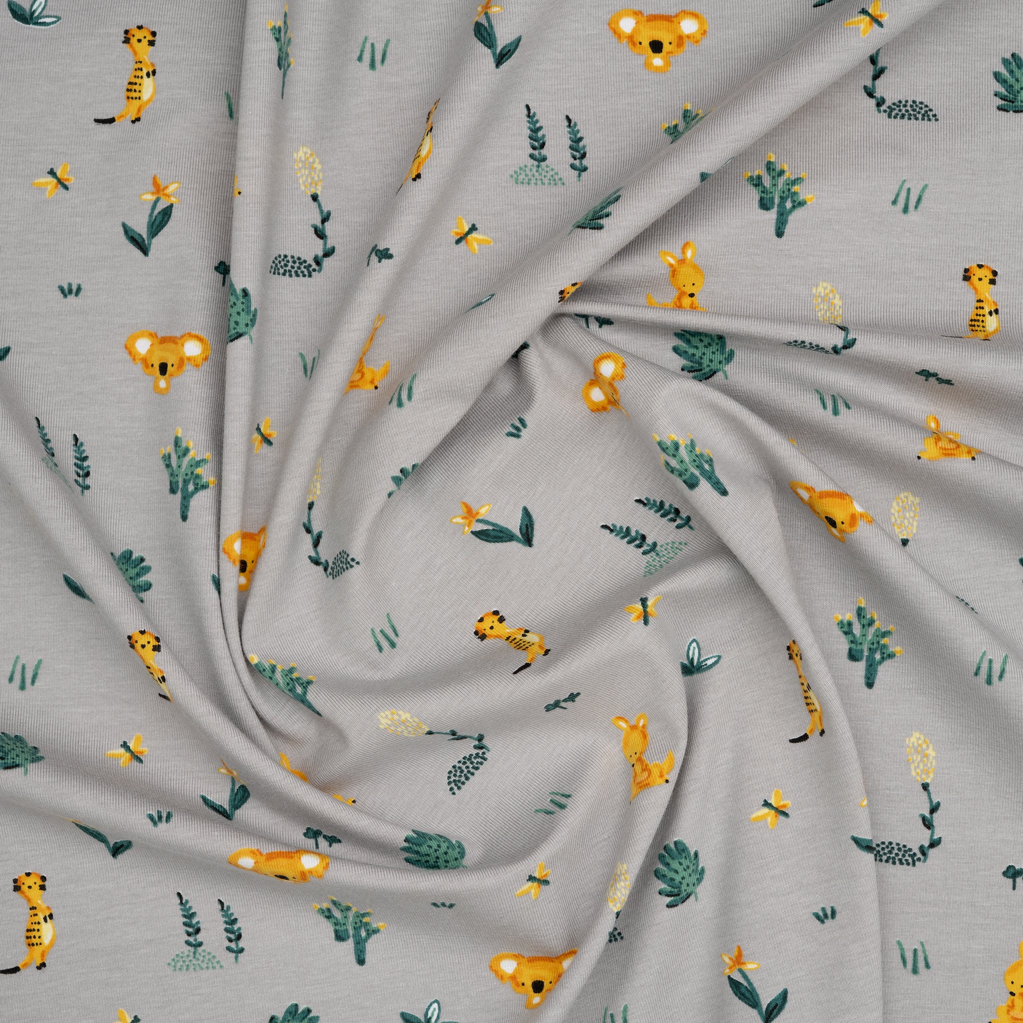Bio Jersey Koala Känguru Und Co Grün Braun | Stoffwerk