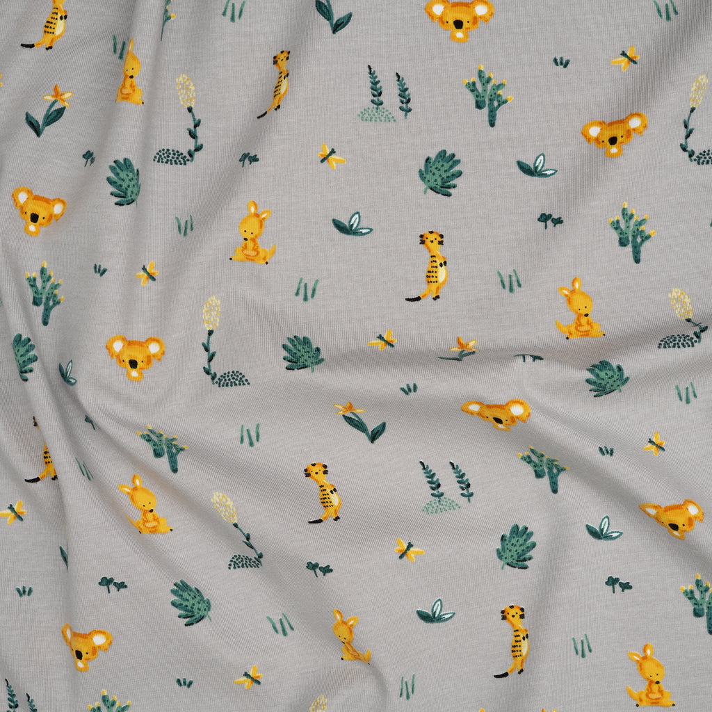 Bio Jersey Koala Känguru Und Co Grün Braun | Stoffwerk
