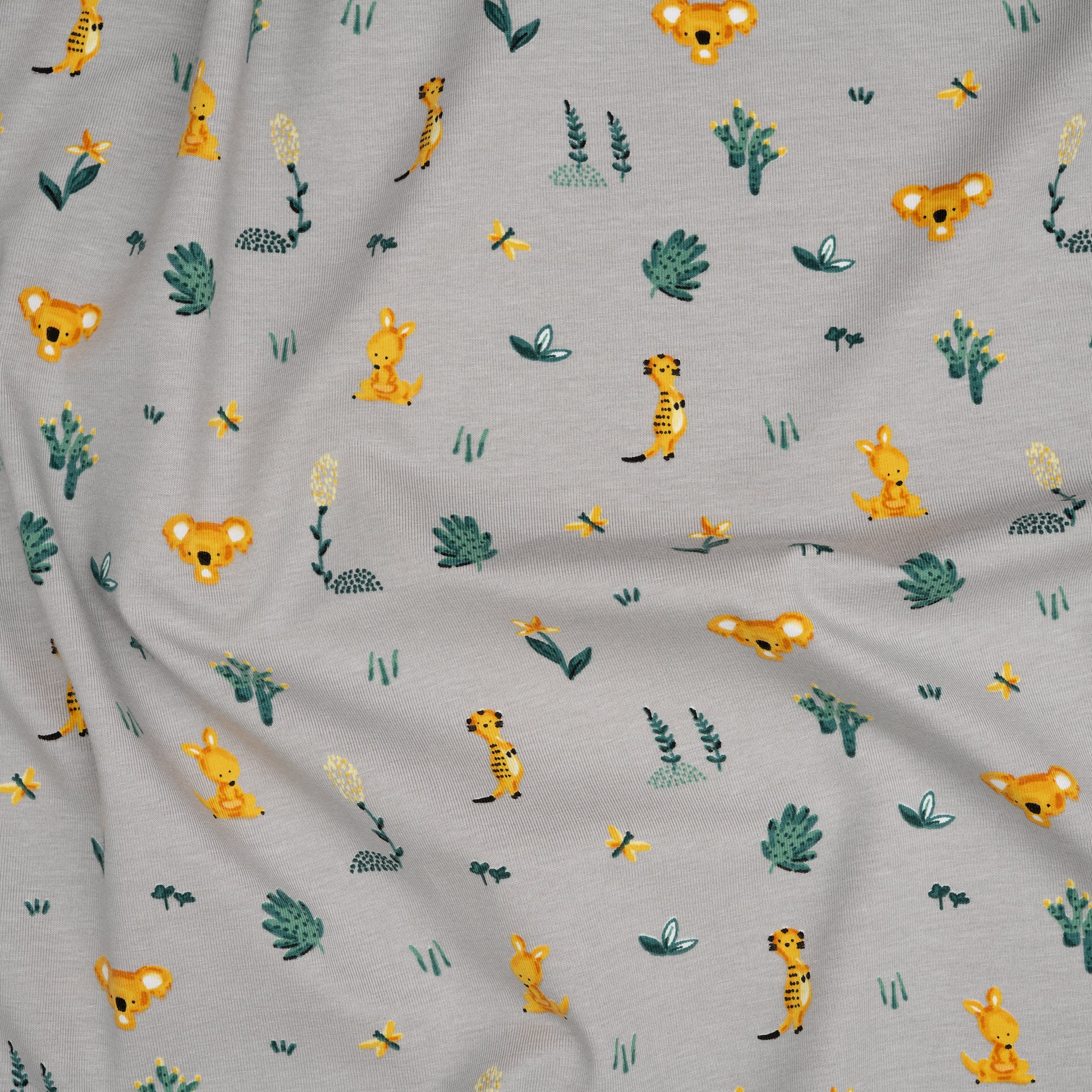 Bio Jersey Koala Känguru Und Co Grün Braun | Stoffwerk