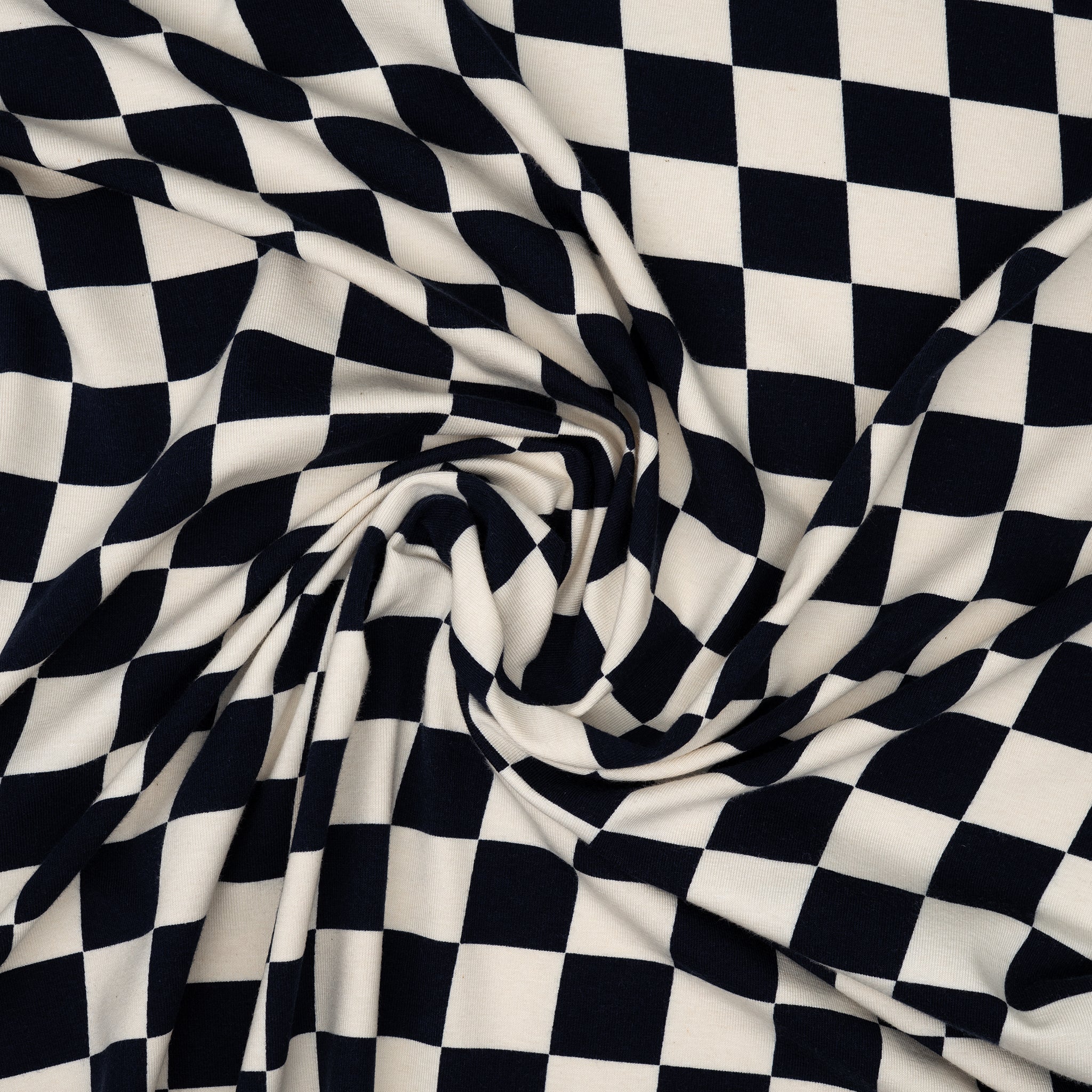 Bio Jersey Naturbelassen Schachbrett Nachtblau