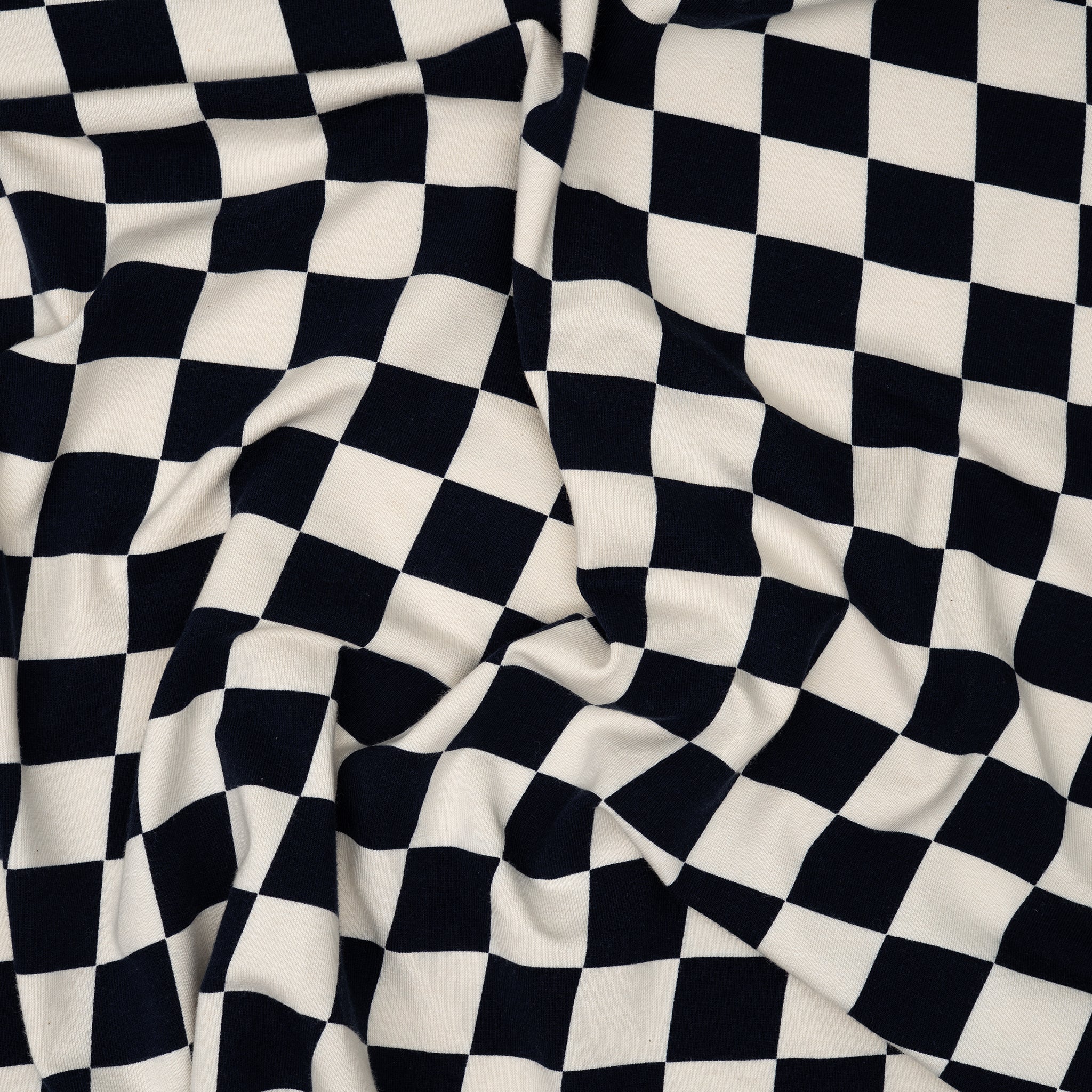 Bio Jersey Naturbelassen Schachbrett Nachtblau