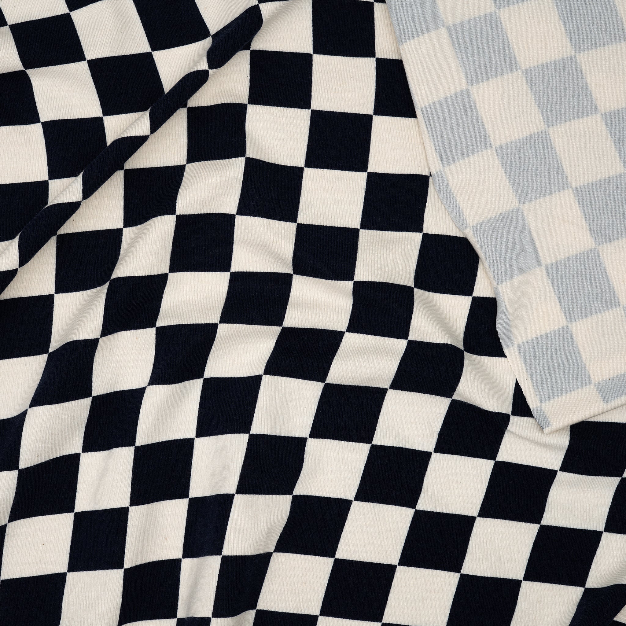 Bio Jersey Naturbelassen Schachbrett Nachtblau