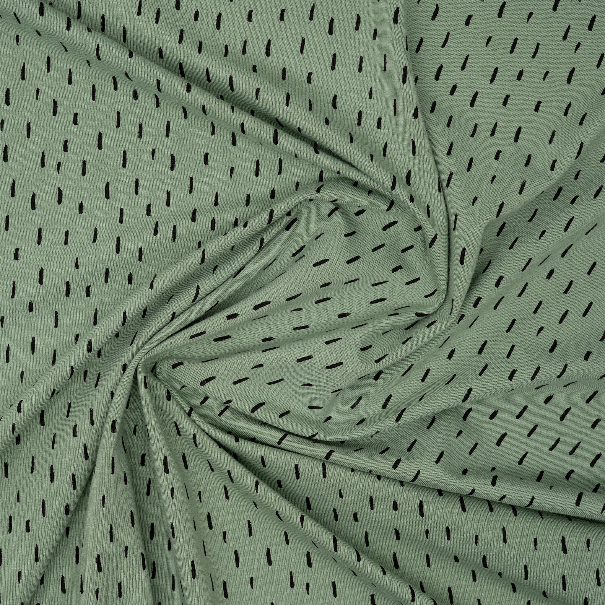 Bio Jersey Rauchgrün Mit Schwarz Kleinen Streifen | Stoffwerk