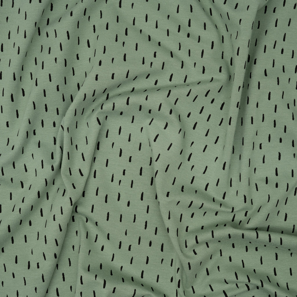 Bio Jersey Rauchgrün Mit Schwarz Kleinen Streifen | Stoffwerk