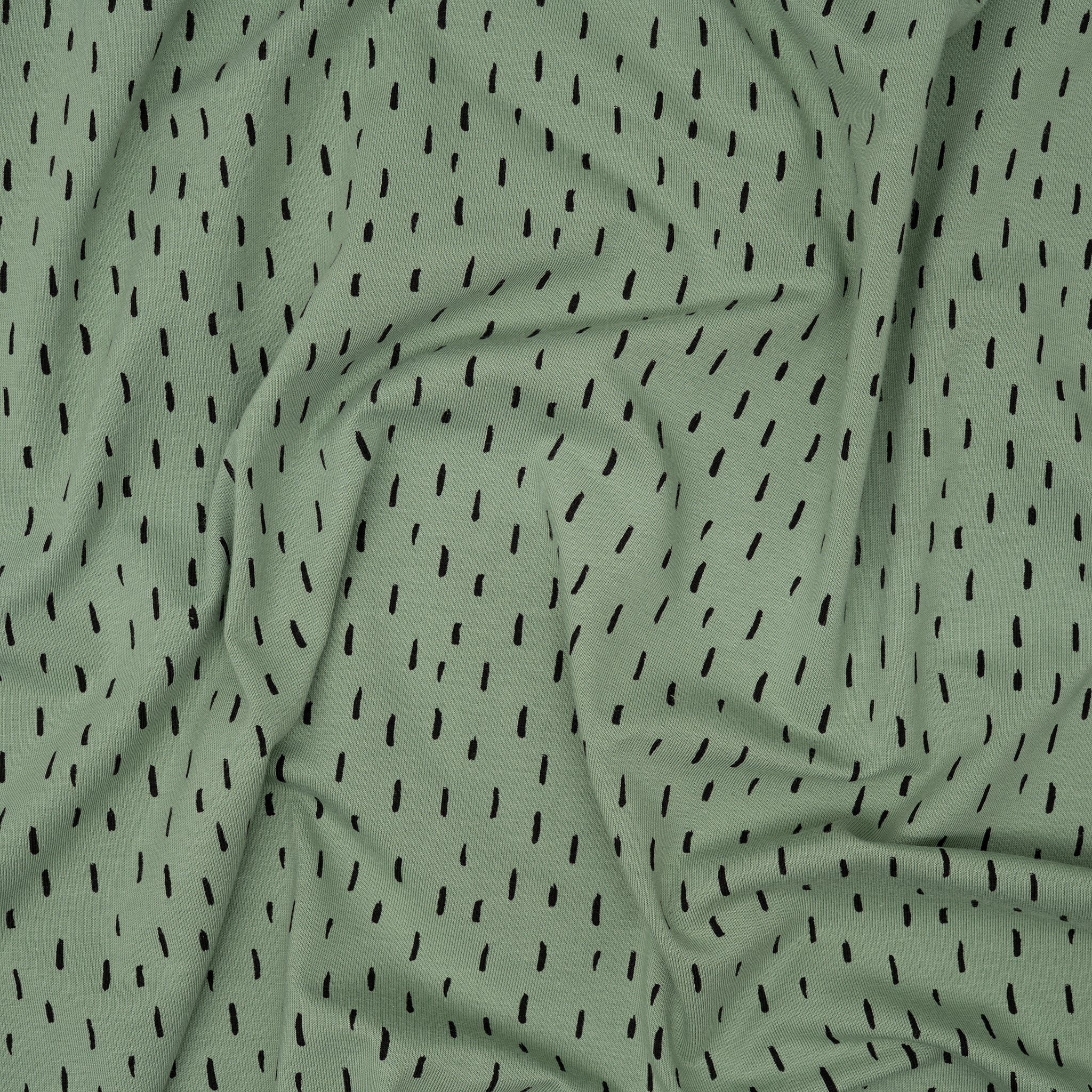 Bio Jersey Rauchgrün Mit Schwarz Kleinen Streifen | Stoffwerk