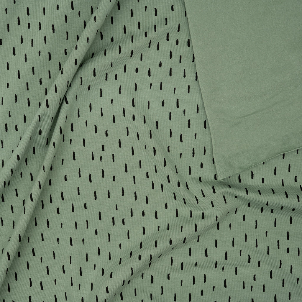 Bio Jersey Rauchgrün Mit Schwarz Kleinen Streifen