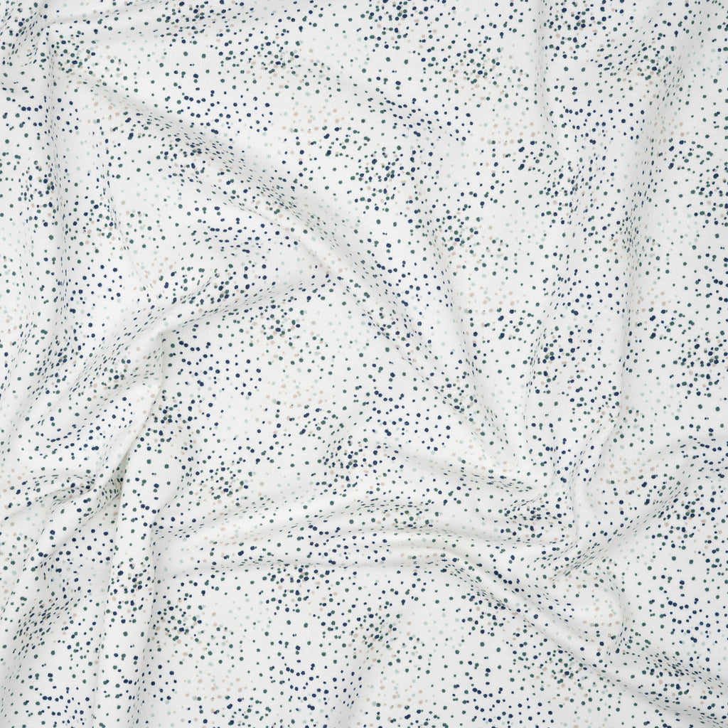 Bio Jersey Rauchmint Petrol Beige Punkte | Stoffwerk