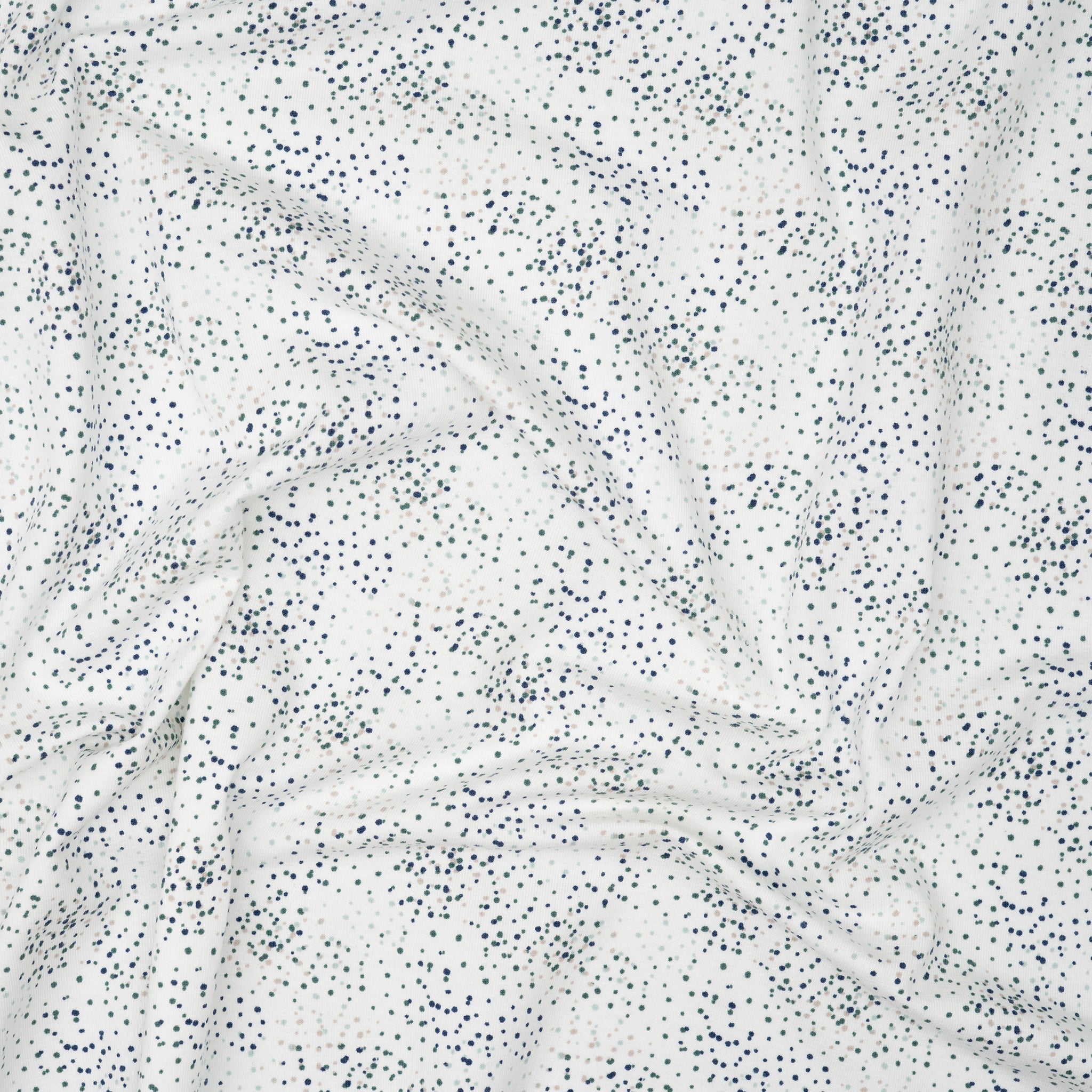 Bio Jersey Rauchmint Petrol Beige Punkte | Stoffwerk