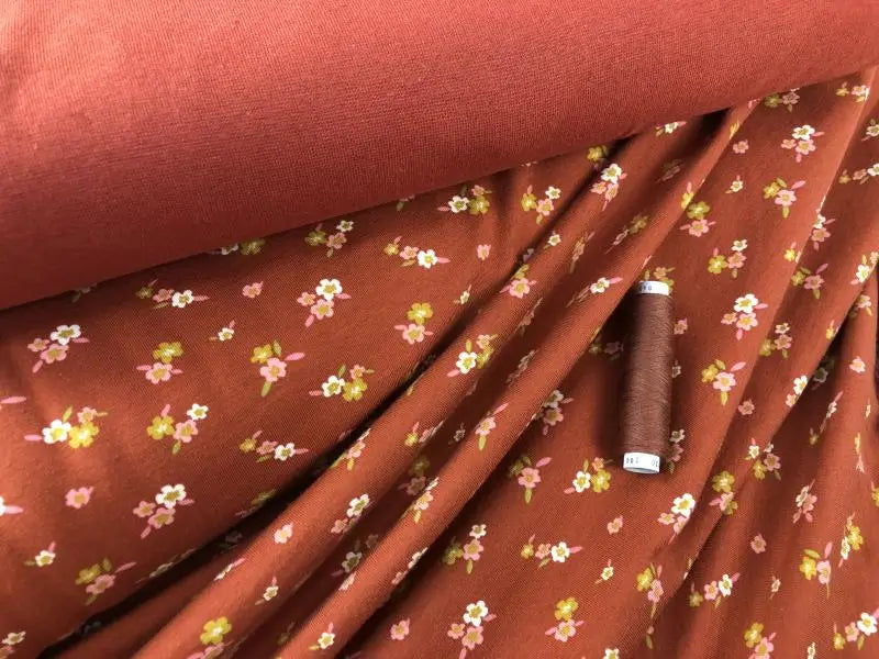Bio Jersey Rostrot Blume | Stoffwerk