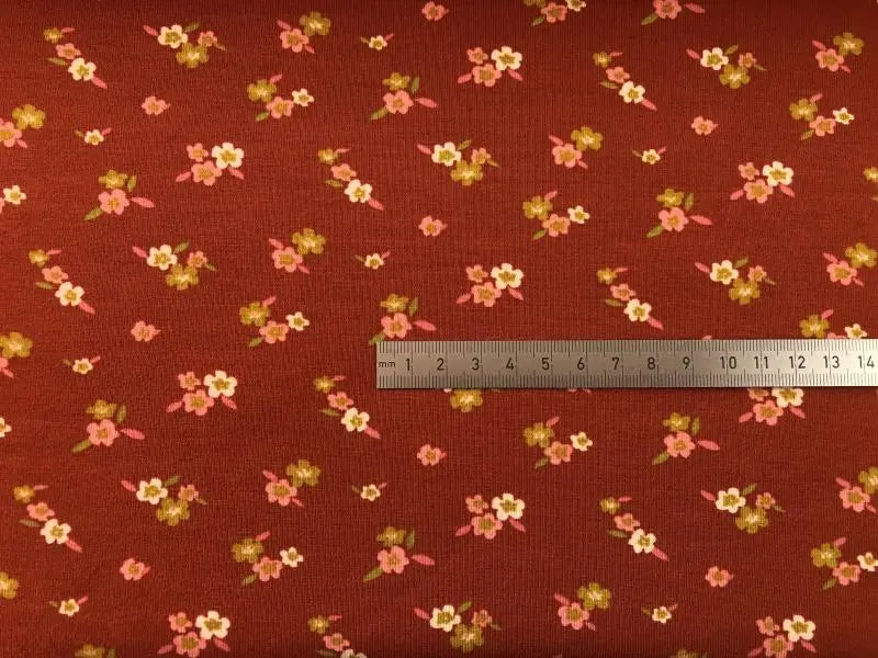 Bio Jersey Rostrot Blume | Stoffwerk