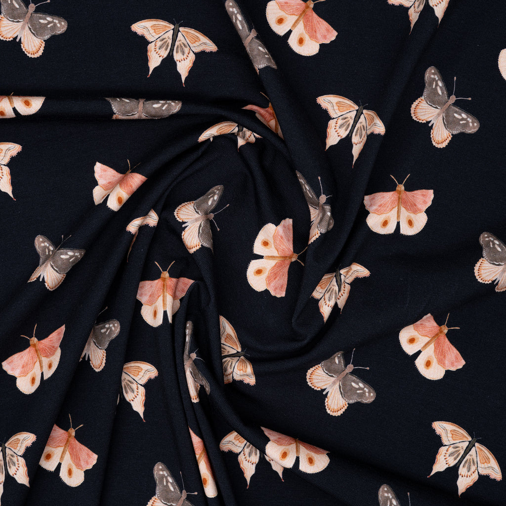 Bio Jersey Schmetterlinge Dunkelblau | Stoffwerk